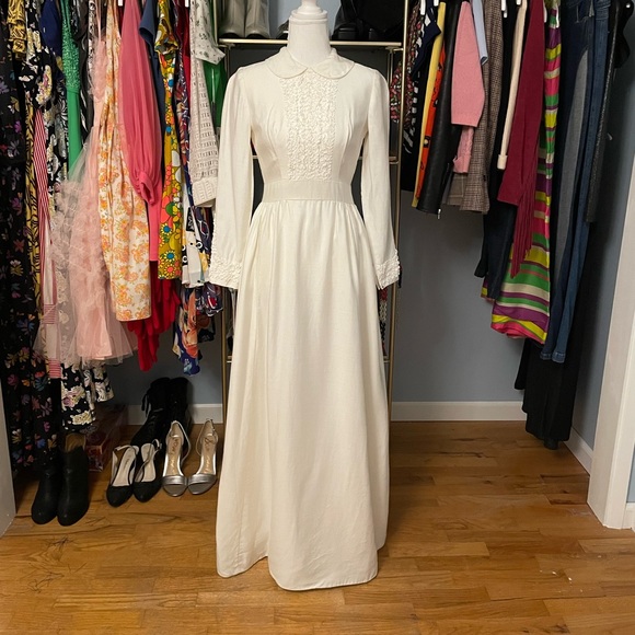 Vintage Dresses & Skirts - Vintage Emma Domb Peter Pan Collar Gown - Size Small